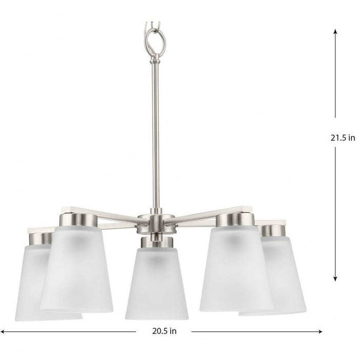 Progress Lighting Tanner Collection 5-Light Chandelier Brushed Nickel Finish Etched Glass (P400401-009)