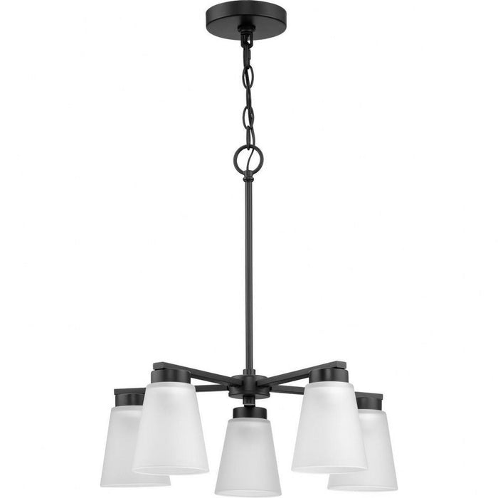 Progress Lighting Tanner Collection 5-Light Chandelier Matte Black Finish Etched Glass (P400401-31M)