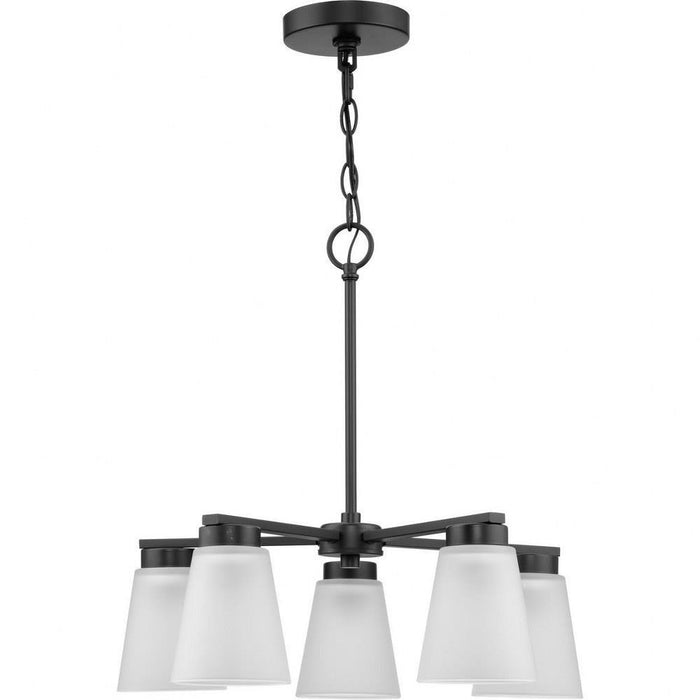 Progress Lighting Tanner Collection 5-Light Chandelier Matte Black Finish Etched Glass (P400401-31M)