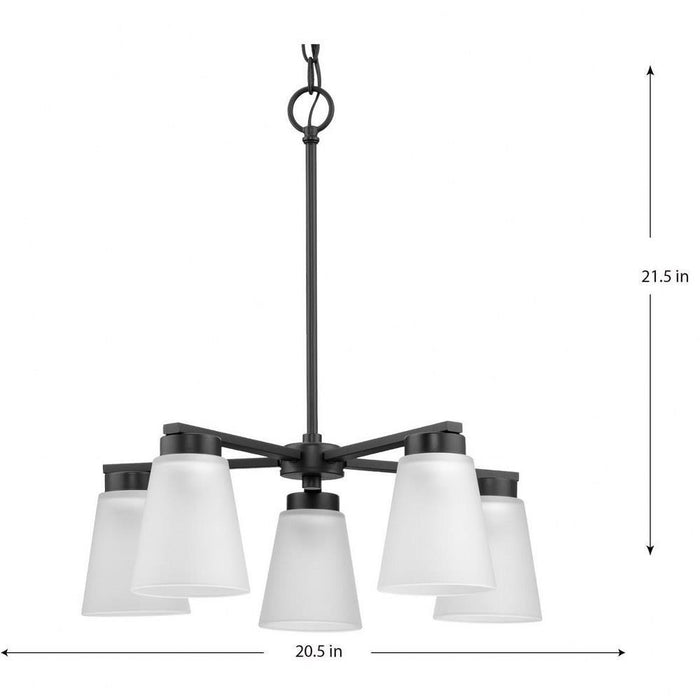 Progress Lighting Tanner Collection 5-Light Chandelier Matte Black Finish Etched Glass (P400401-31M)