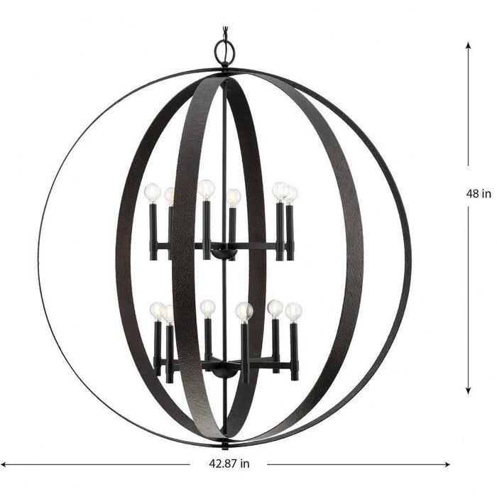 Progress Lighting Allegheny Collection 12-Light Chandelier Matte Black Finish (P400409-31M)