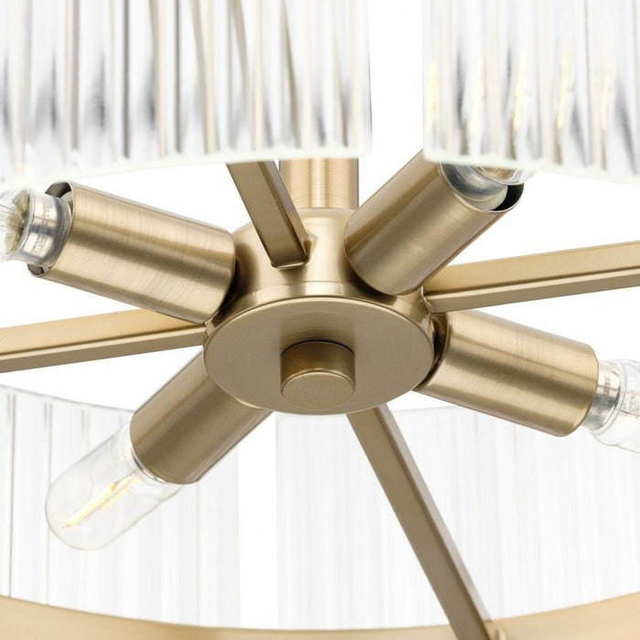 Progress Lighting Seville Collection 4-Light Contemporary Pendant Soft Gold Finish Clear Ribbed Glass (P500456-205)