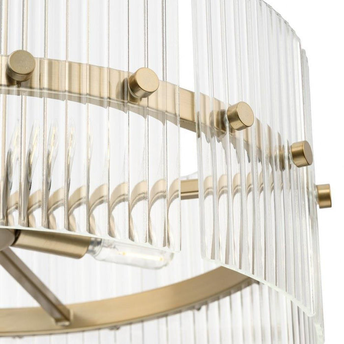Progress Lighting Seville Collection 4-Light Contemporary Pendant Soft Gold Finish Clear Ribbed Glass (P500456-205)