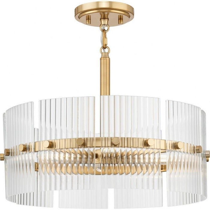 Progress Lighting Seville Collection 4-Light Contemporary Pendant Soft Gold Finish Clear Ribbed Glass (P500456-205)