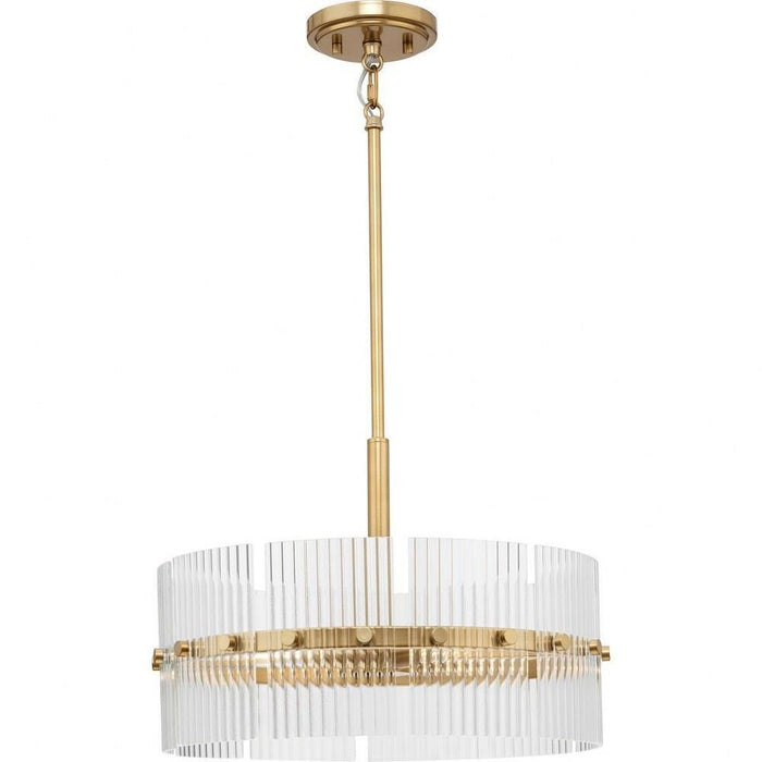Progress Lighting Seville Collection 4-Light Contemporary Pendant Soft Gold Finish Clear Ribbed Glass (P500456-205)