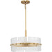 Progress Lighting Seville Collection 4-Light Contemporary Pendant Soft Gold Finish Clear Ribbed Glass (P500456-205)