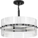 Progress Lighting Seville Collection 4-Light Contemporary Pendant Matte Black Finish Clear Ribbed Glass (P500456-31M)