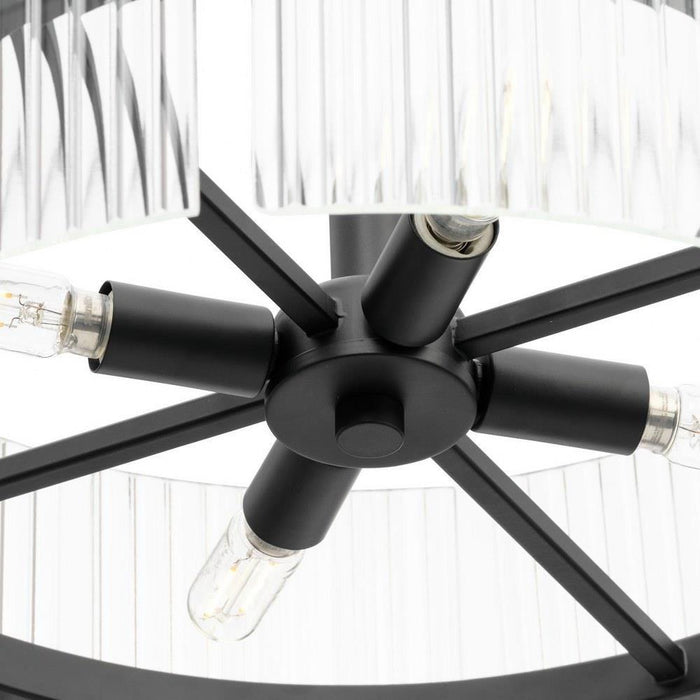 Progress Lighting Seville Collection 4-Light Contemporary Pendant Matte Black Finish Clear Ribbed Glass (P500456-31M)