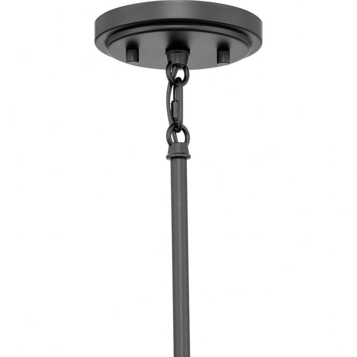 Progress Lighting Seville Collection 4-Light Contemporary Pendant Matte Black Finish Clear Ribbed Glass (P500456-31M)