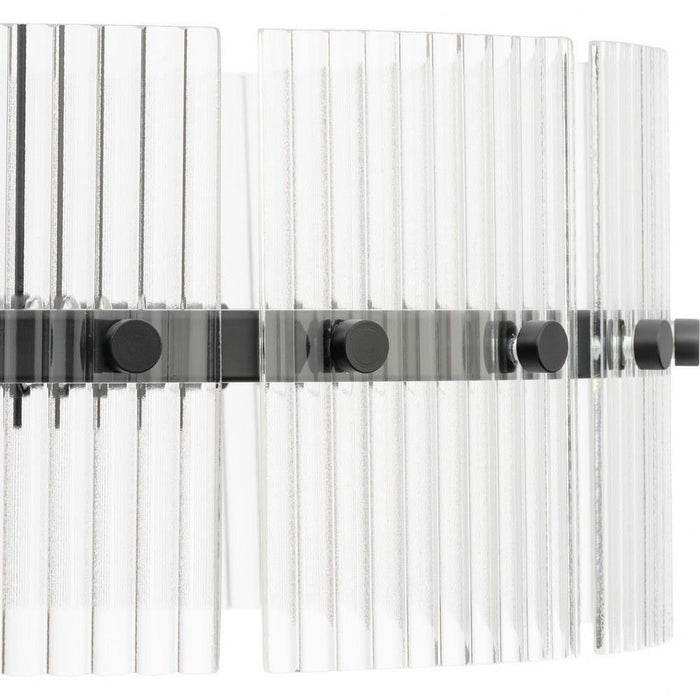 Progress Lighting Seville Collection 4-Light Contemporary Pendant Matte Black Finish Clear Ribbed Glass (P500456-31M)