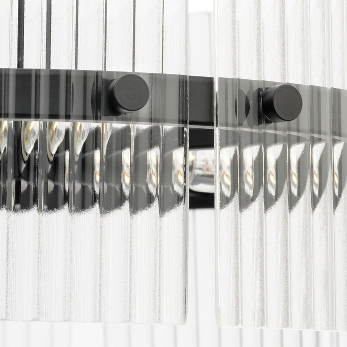 Progress Lighting Seville Collection 4-Light Contemporary Pendant Matte Black Finish Clear Ribbed Glass (P500456-31M)