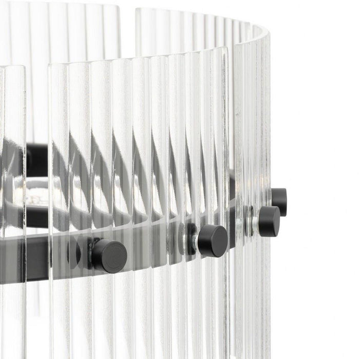 Progress Lighting Seville Collection 4-Light Contemporary Pendant Matte Black Finish Clear Ribbed Glass (P500456-31M)