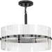 Progress Lighting Seville Collection 4-Light Contemporary Pendant Matte Black Finish Clear Ribbed Glass (P500456-31M)