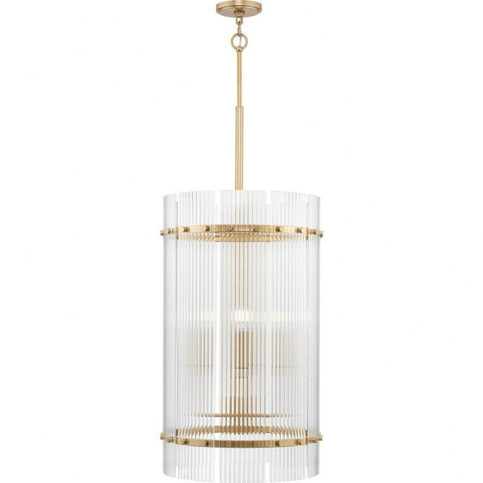 Progress Lighting Seville Collection 6-Light Foyer Light Soft Gold Finish Clear Ribbed Glass (P500457-205)