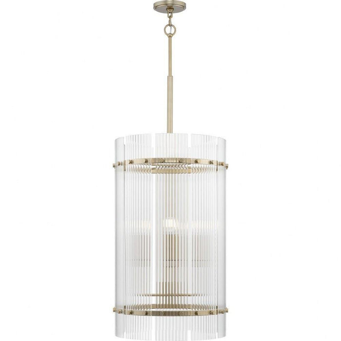 Progress Lighting Seville Collection 6-Light Foyer Light Soft Gold Finish Clear Ribbed Glass (P500457-205)