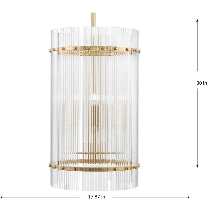 Progress Lighting Seville Collection 6-Light Foyer Light Soft Gold Finish Clear Ribbed Glass (P500457-205)