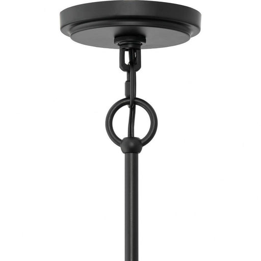 Progress Lighting Seville Collection 6-Light Foyer Light Matte Black Finish Clear Ribbed Glass (P500457-31M)