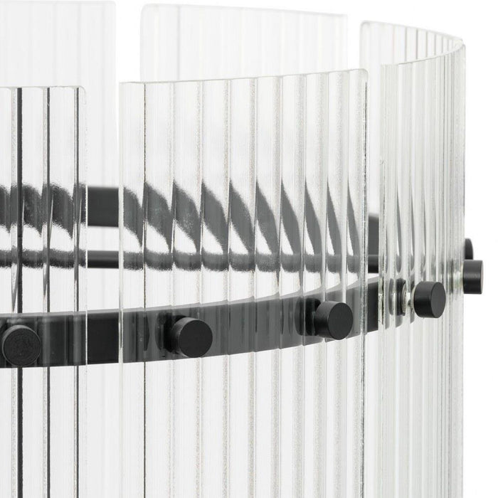 Progress Lighting Seville Collection 6-Light Foyer Light Matte Black Finish Clear Ribbed Glass (P500457-31M)