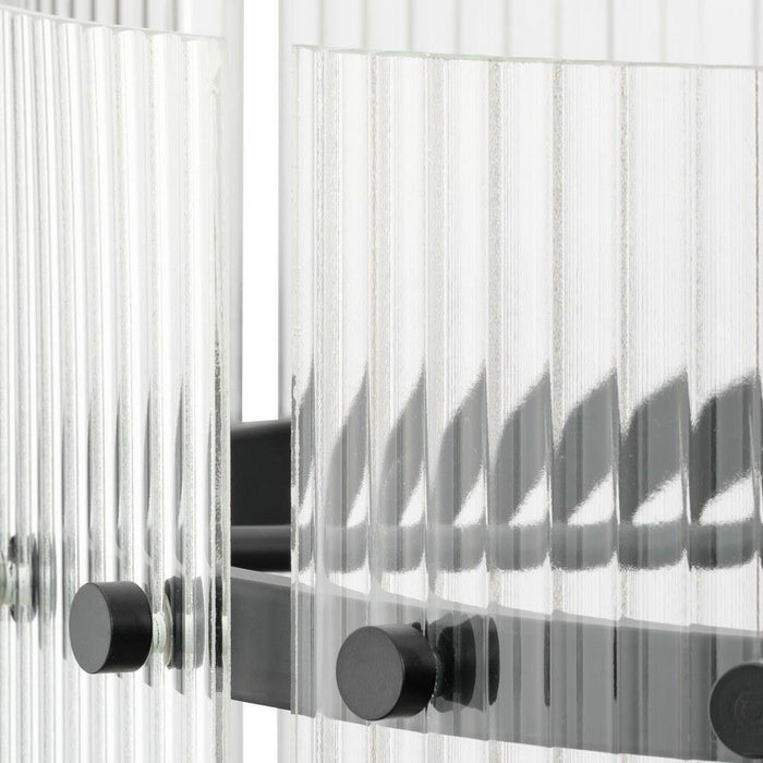 Progress Lighting Seville Collection 6-Light Foyer Light Matte Black Finish Clear Ribbed Glass (P500457-31M)