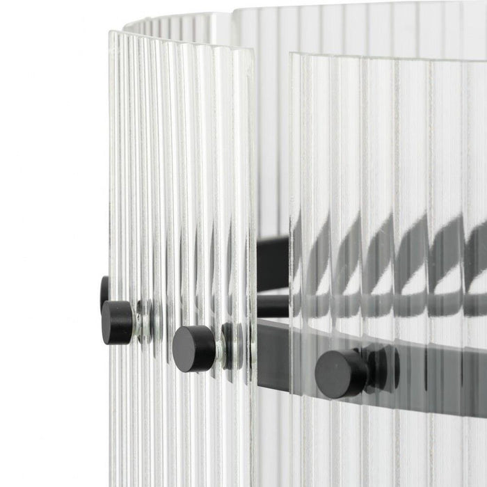 Progress Lighting Seville Collection 6-Light Foyer Light Matte Black Finish Clear Ribbed Glass (P500457-31M)