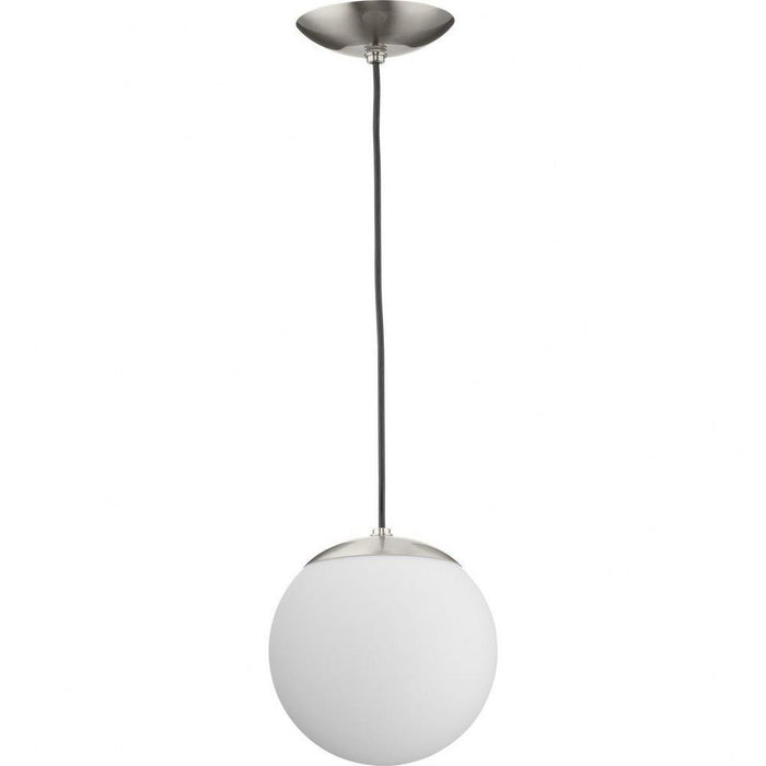 Progress Lighting Atwell Collection 1-Light Small Hanging Pendant Brushed Nickel Finish Etched Opal Glass (P500461-009)