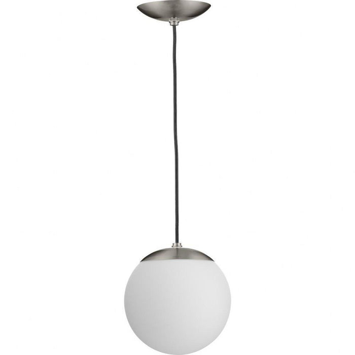 Progress Lighting Atwell Collection 1-Light Small Hanging Pendant Brushed Nickel Finish Etched Opal Glass (P500461-009)