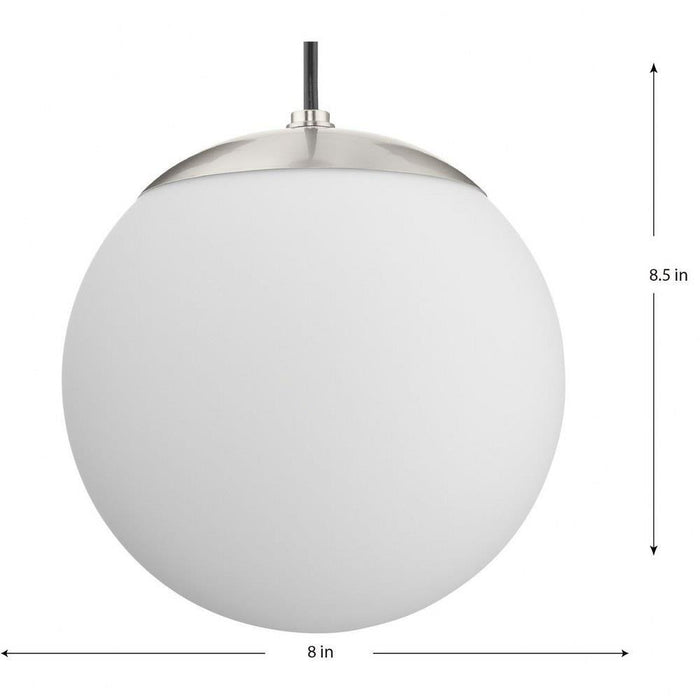 Progress Lighting Atwell Collection 1-Light Small Hanging Pendant Brushed Nickel Finish Etched Opal Glass (P500461-009)