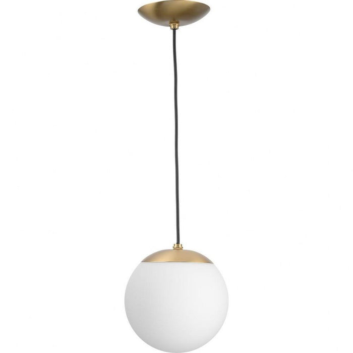Progress Lighting Atwell Collection 1-Light Small Hanging Pendant Brushed Bronze Finish Etched Opal Glass (P500461-109)