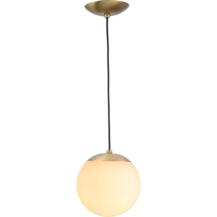 Progress Lighting Atwell Collection 1-Light Small Hanging Pendant Brushed Bronze Finish Etched Opal Glass (P500461-109)