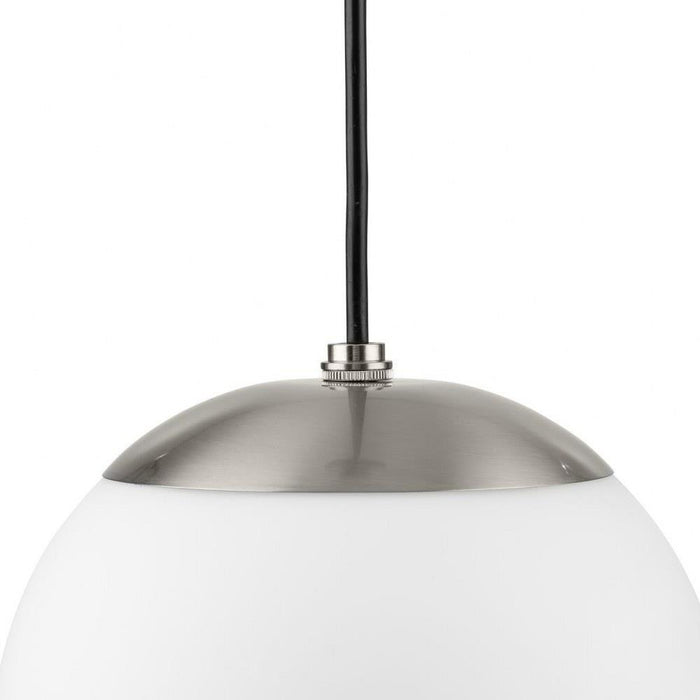 Progress Lighting Atwell Collection 1-Light Medium Hanging Pendant Brushed Nickel Finish Etched Opal Glass (P500462-009)
