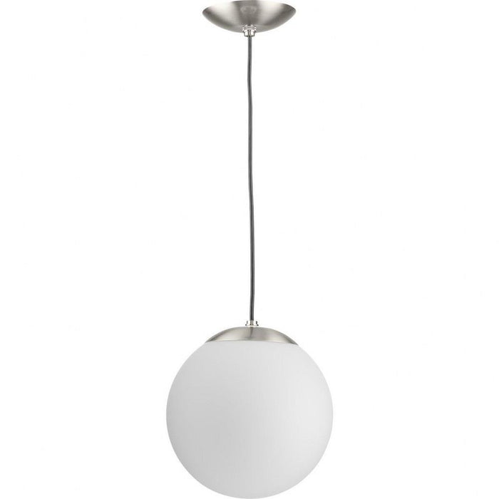 Progress Lighting Atwell Collection 1-Light Medium Hanging Pendant Brushed Nickel Finish Etched Opal Glass (P500462-009)