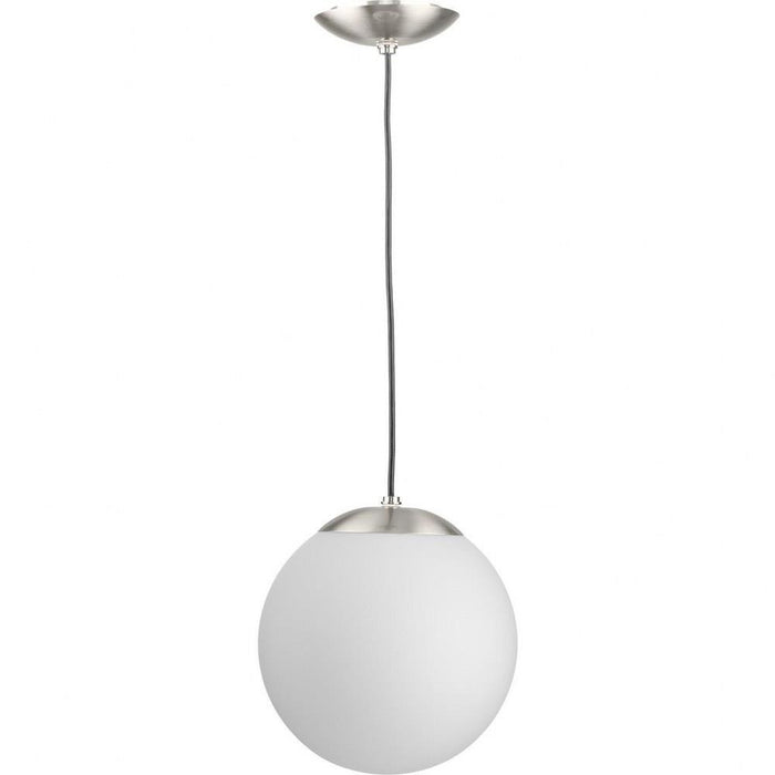 Progress Lighting Atwell Collection 1-Light Medium Hanging Pendant Brushed Nickel Finish Etched Opal Glass (P500462-009)