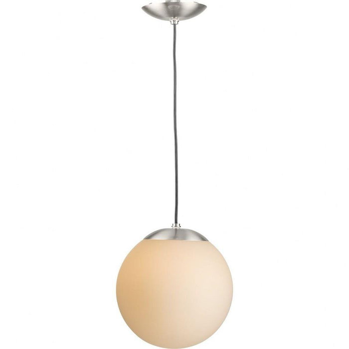 Progress Lighting Atwell Collection 1-Light Medium Hanging Pendant Brushed Nickel Finish Etched Opal Glass (P500462-009)