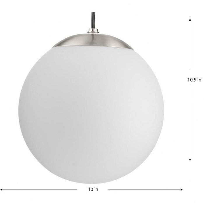 Progress Lighting Atwell Collection 1-Light Medium Hanging Pendant Brushed Nickel Finish Etched Opal Glass (P500462-009)