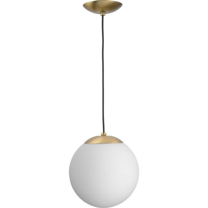 Progress Lighting Atwell Collection 1-Light Medium Hanging Pendant Brushed Bronze Finish Etched Opal Glass (P500462-109)