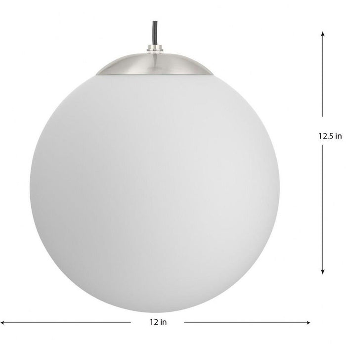 Progress Lighting Atwell Collection 1-Light Large Hanging Pendant Brushed Nickel Finish Etched Opal Glass (P500463-009)