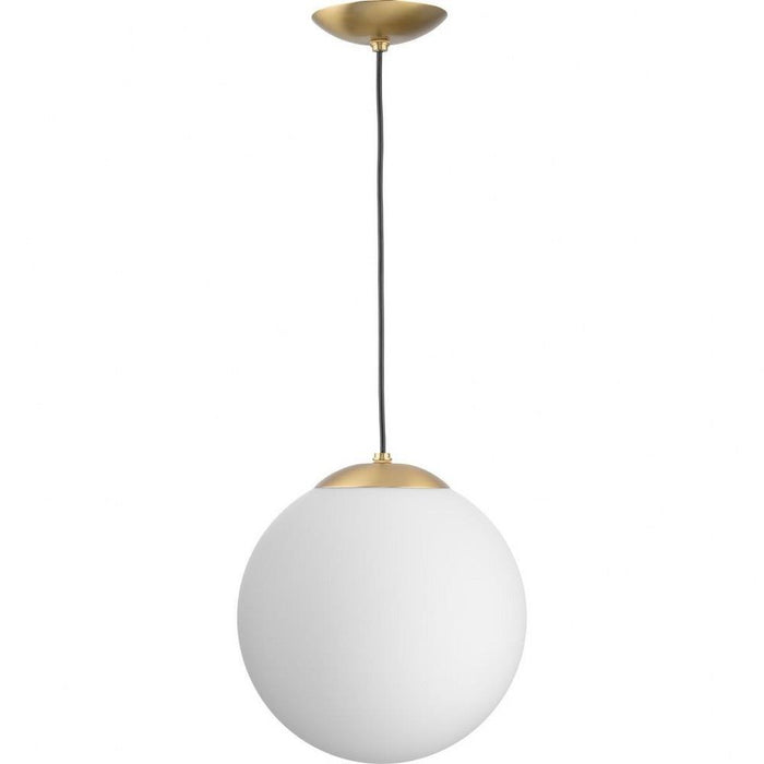 Progress Lighting Atwell Collection 1-Light Large Hanging Pendant Brushed Bronze Finish Etched Opal Glass (P500463-109)