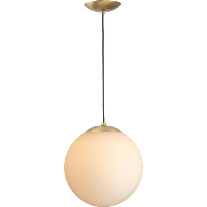 Progress Lighting Atwell Collection 1-Light Large Hanging Pendant Brushed Bronze Finish Etched Opal Glass (P500463-109)
