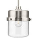 Progress Lighting Beckner Collection 1-Light Urban Industrial Pendant Brushed Nickel Finish Clear Glass (P500471-009)