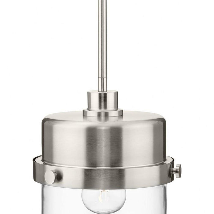 Progress Lighting Beckner Collection 1-Light Urban Industrial Pendant Brushed Nickel Finish Clear Glass (P500471-009)