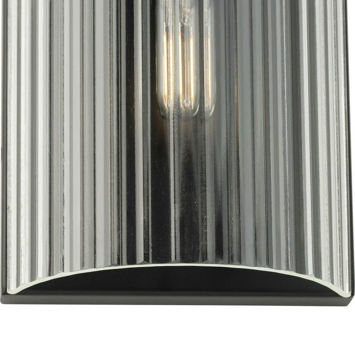 Progress Lighting Seville Collection 2-Light Contemporary Wall Sconce Matte Black Finish Clear Ribbed Glass (P710136-31M)