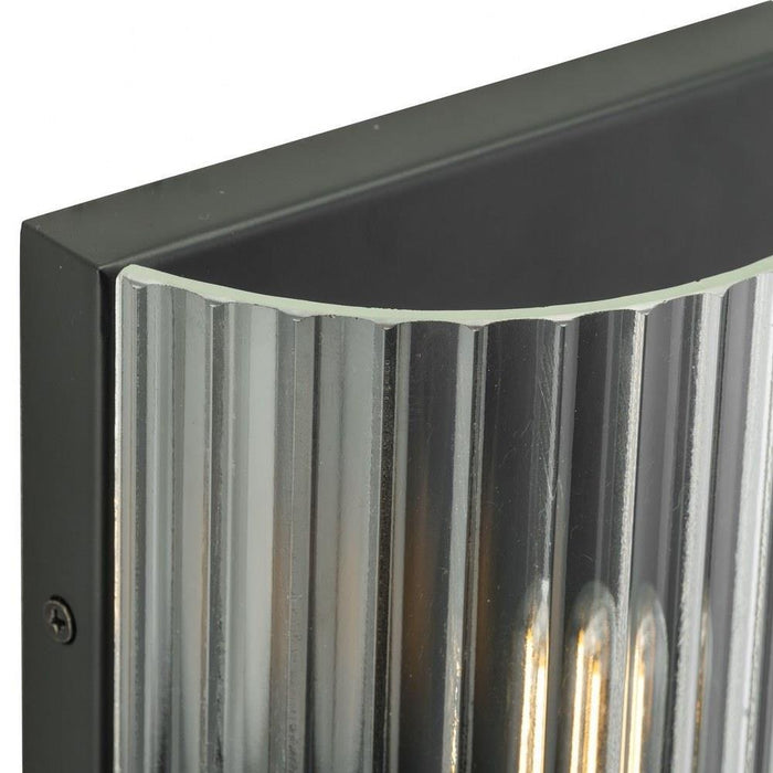 Progress Lighting Seville Collection 2-Light Contemporary Wall Sconce Matte Black Finish Clear Ribbed Glass (P710136-31M)