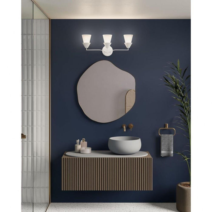 Progress Lighting Pinellas Collection 3-Light Bath /Vanity Light White Plaster Finish Opal Glass (P300497-197)