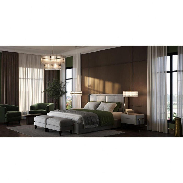 Progress Lighting Seville Collection 9-Light Chandelier Soft Gold Finish Clear Ribbed Glass (P400390-205)