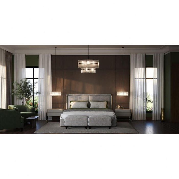 Progress Lighting Seville Collection 9-Light Chandelier Matte Black Finish Clear Ribbed Glass (P400390-31M)