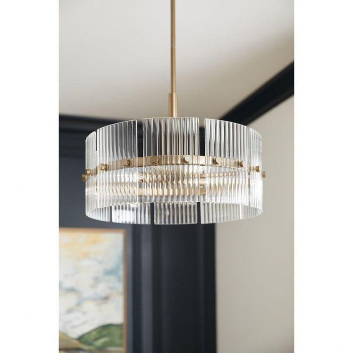 Progress Lighting Seville Collection 6-Light Chandelier Soft Gold Finish Clear Ribbed Glass (P400389-205)