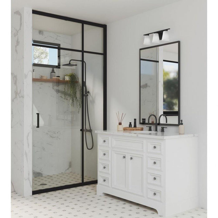 Progress Lighting Tanner Collection 3-Light Bath /Vanity Light Matte Black Finish Etched Glass (P300501-31M)