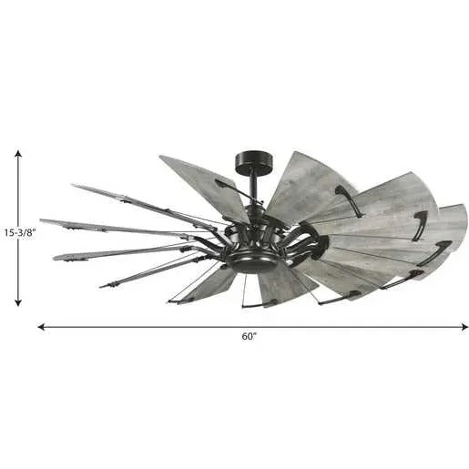 Progress Lighting 9425000031M Springer 60 Inch 12-Blade Ceiling Fan Matte Black (P250000-31M)