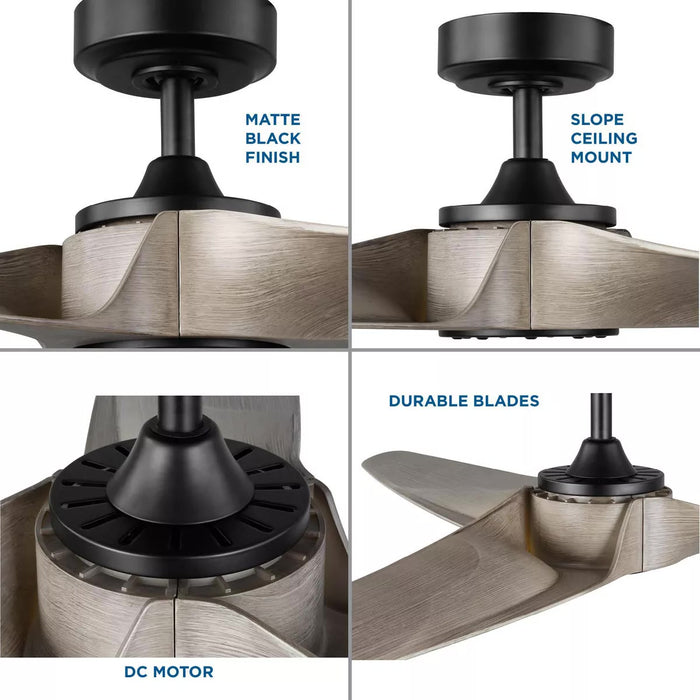 Progress Lighting 9425006931M Manvel 60 Inch 3-Blade Ceiling Fan Matte Black (P250069-31M)