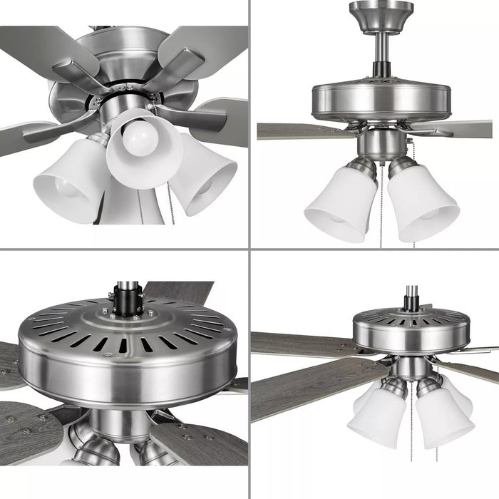 Progress Lighting 94250077009WB AirPro E-Star Fan 52 Inch Ceiling Fan With Light Kit Brushed Nickel (P250077-009-WB)